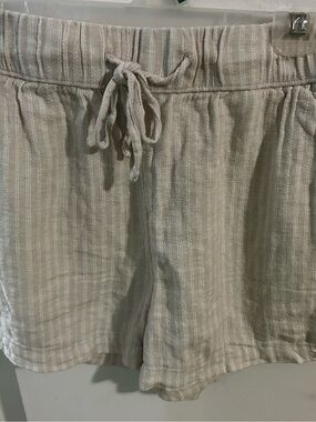 Time and True Natural Beige Striped Drawstring Women’s Shorts